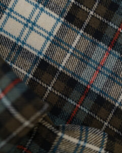 Tartan olive & white with red stripes plaid fabric for your Porsche.