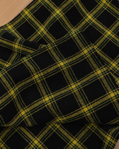 Tartan black with yellow & green stripes fabric for your Porsche.