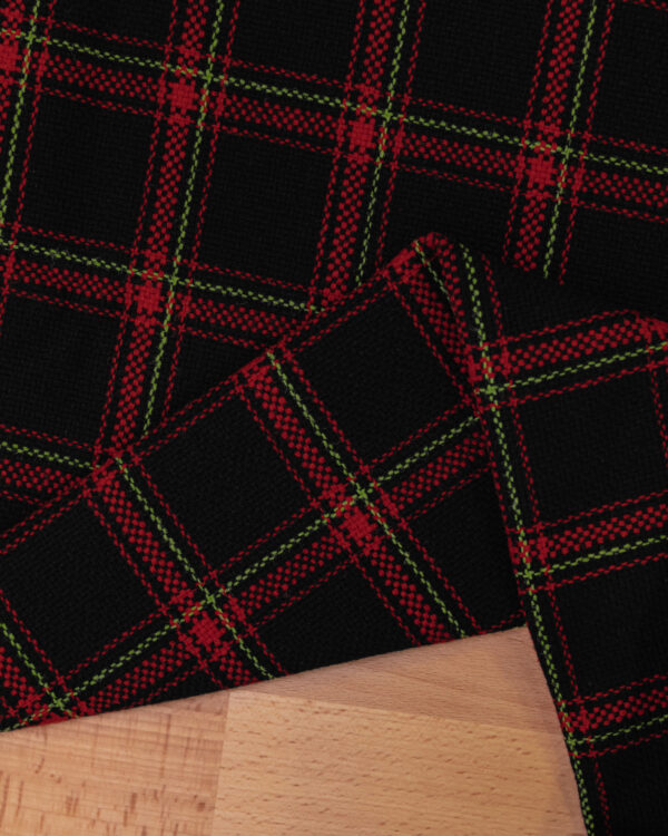 Tartan black with red stripes fabric for your Porsche.