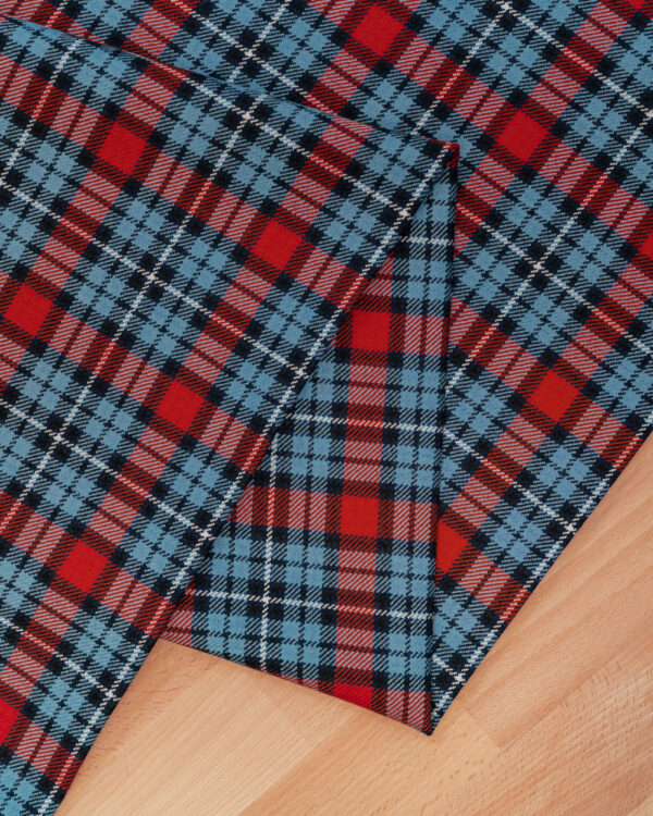 Spirit of Le Mans (SOLM) "Retro Racing" tartan fabric was inspired by the Martini Racing livery.