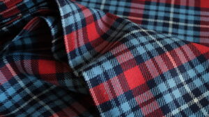 Spirit of Le Mans (SOLM) "Retro Racing" tartan fabric in blue & red