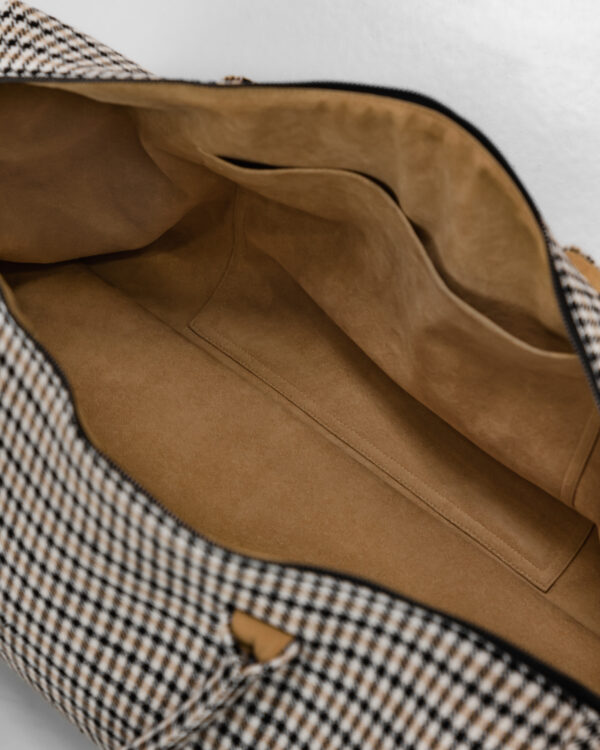 Hantritt fabric and leather bag weekender custom made.